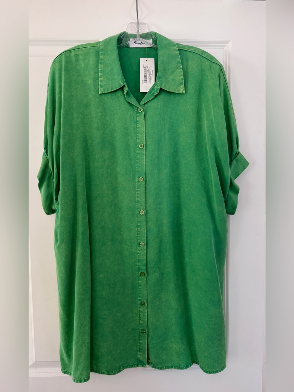 HerringStones Washed Green Tencel Shirt Dress NWT Size S